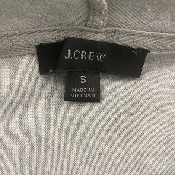 J Crew Size Small Gray Relaxed Velour Hoodie Hooded Sweatshirt Kangaroo Pocket - Picture 5 of 9